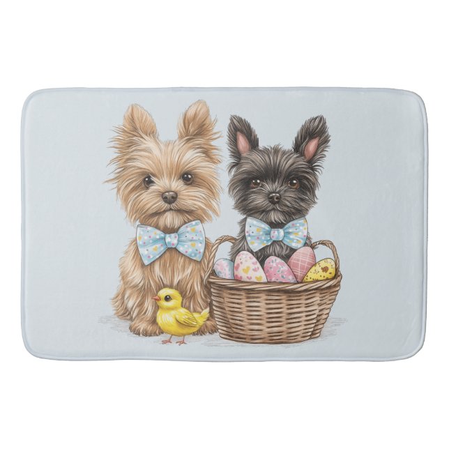 Easter Yorkshire Terrier Dogs Bath Mat (Front)