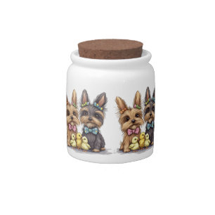 Easter Yorkshire Terrier Dogs Candy Jar