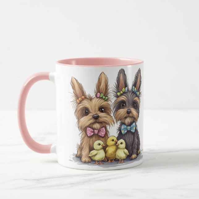 Easter Yorkshire Terrier Dogs Mug (Left)