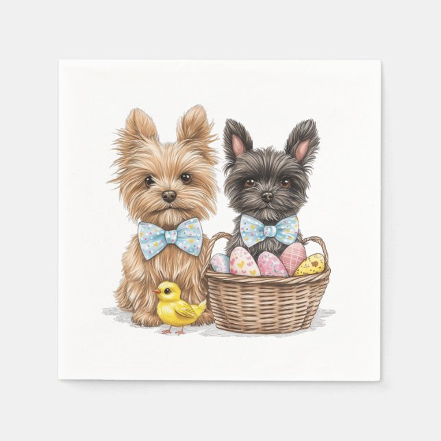 Easter Yorkshire Terrier Dogs Napkins (Front)