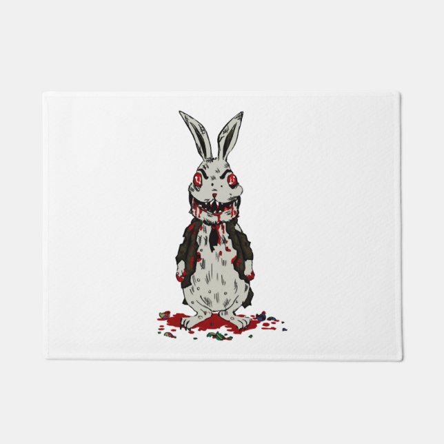 Easter Zombie Rabbit Halloween Bunny Doormat (Front)