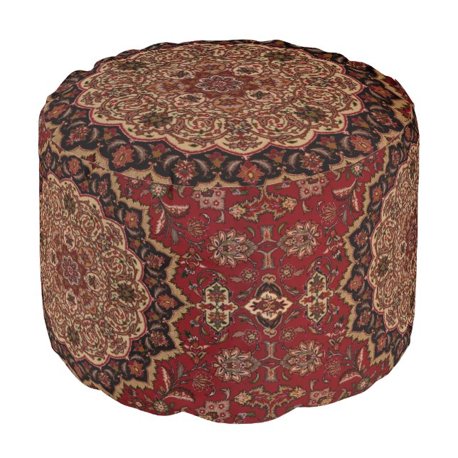 Eastern Accent Vintage Persian Pattern Pouf (Angled Front)