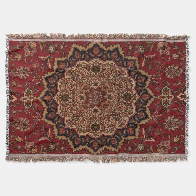 Eastern Accent Vintage Persian Pattern Throw Blanket (Front)