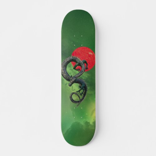 Eastern Asian Dragon Red Sun Nebula Skateboard