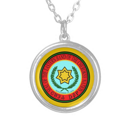 Eastern Band Of The Cherokee Seal Silver Plated Necklace