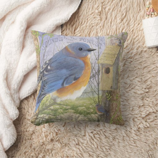 Eastern Blue Bird throw pillow Zazzle