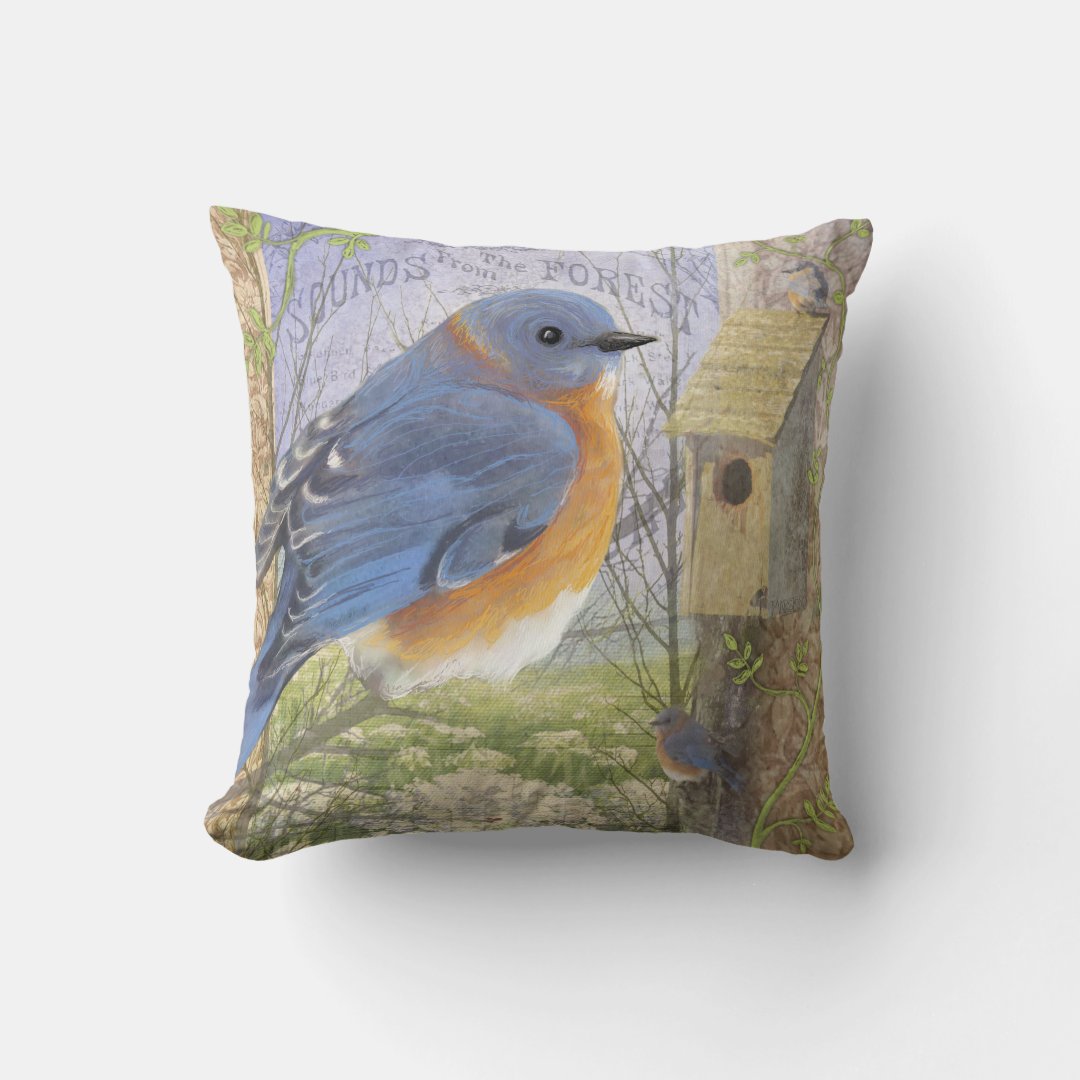 Eastern Blue Bird throw pillow Zazzle