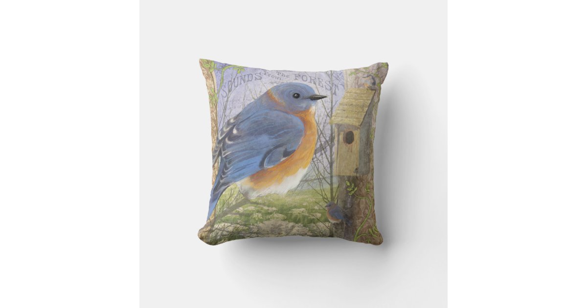 Eastern Blue Bird throw pillow Zazzle