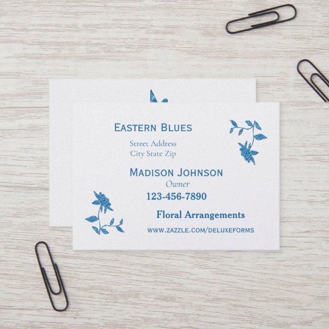 Eastern Blue Pelorous Floral Business Card (Front/Back In Situ)