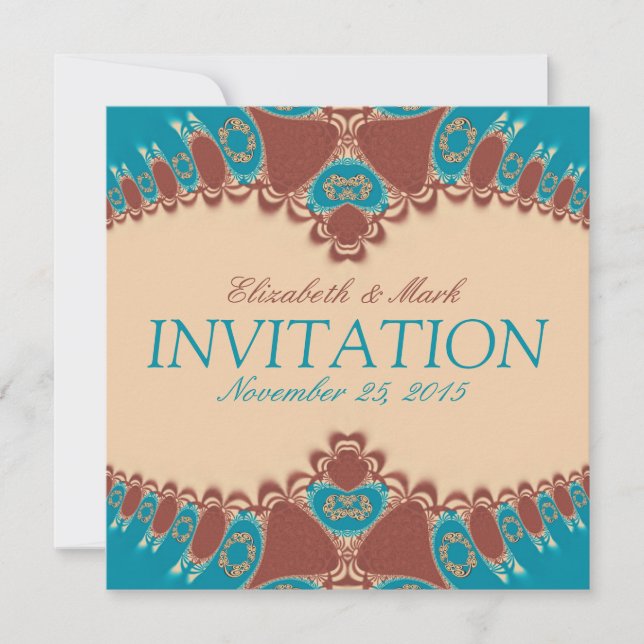 Eastern Blue Sienna Wedding Invitation (Front)