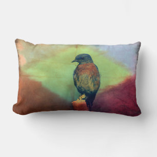 Eastern Bluebird -Colorful Diamond- Throw Pillow