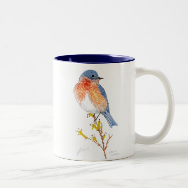 eastern bluebird, Eastern Bluebird Two-Tone Coffee Mug (Right)