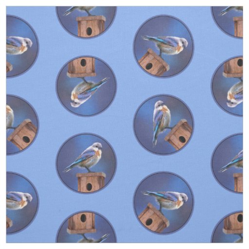 Eastern Bluebird Female Painting Original Bird Art Fabric