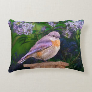 Eastern Bluebird in Snow - Original Photograph Accent Pillow