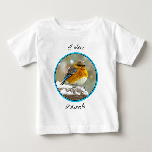 Eastern Bluebird in Snow _ Original Photograph Baby T_Shirt