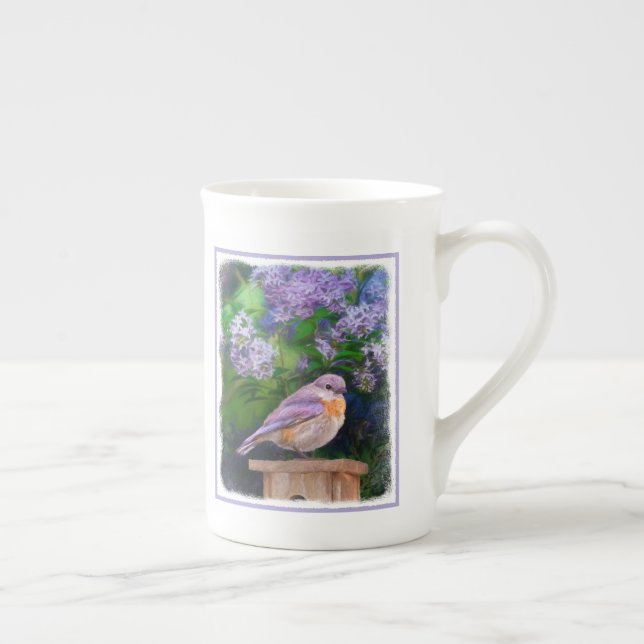 Eastern Bluebird in Snow - Original Photograph Bone China Mug (Right)