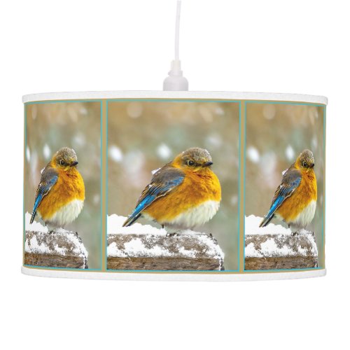 Eastern Bluebird in Snow _ Original Photograph Ceiling Lamp
