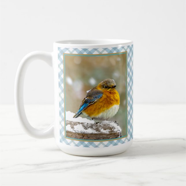 Eastern Bluebird in Snow - Original Photograph Coffee Mug (Left)