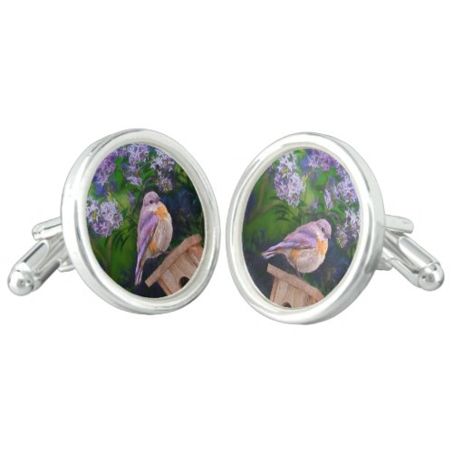 Eastern Bluebird in Snow _ Original Photograph Cufflinks