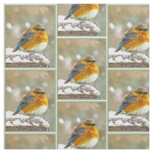 Eastern Bluebird in Snow - Original Photograph Fabric