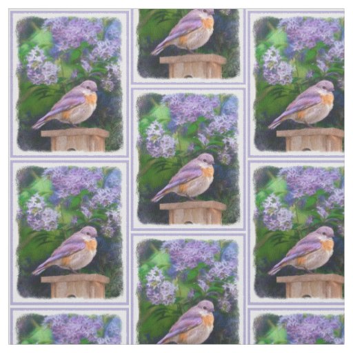 Eastern Bluebird in Snow - Original Photograph Fabric