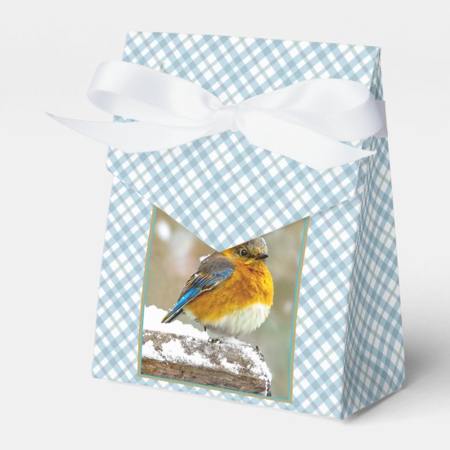 Eastern Bluebird in Snow - Original Photograph Favor Boxes (Front Side)