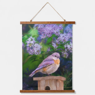 Eastern Bluebird in Snow - Original Photograph Hanging Tapestry