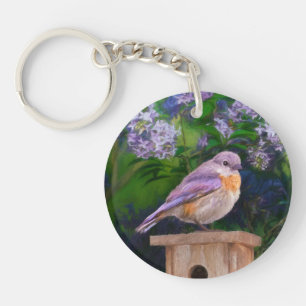 Eastern Bluebird in Snow - Original Photograph Keychain
