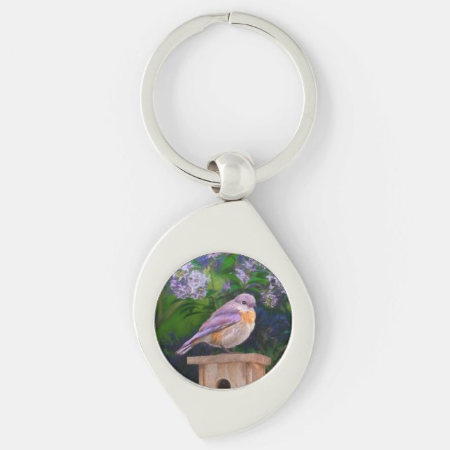 Eastern Bluebird in Snow - Original Photograph Keychain (Front)