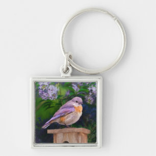 Eastern Bluebird in Snow - Original Photograph Keychain