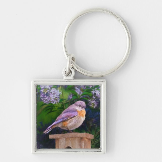 Eastern Bluebird in Snow - Original Photograph Keychain (Front)