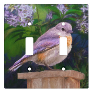 Eastern Bluebird in Snow - Original Photograph Light Switch Cover
