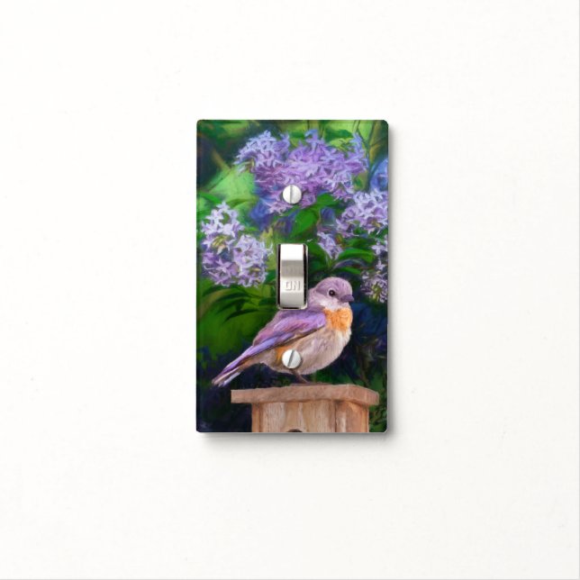 Eastern Bluebird in Snow - Original Photograph Light Switch Cover (In Situ)