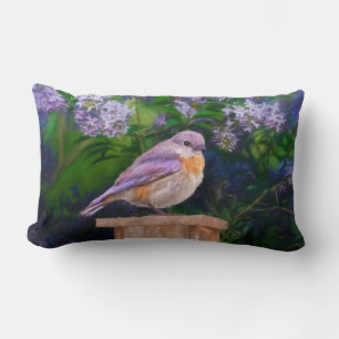 Eastern Bluebird in Snow - Original Photograph Lumbar Pillow