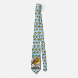 Eastern Bluebird in Snow - Original Photograph Neck Tie