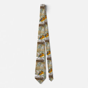 Eastern Bluebird in Snow - Original Photograph Neck Tie