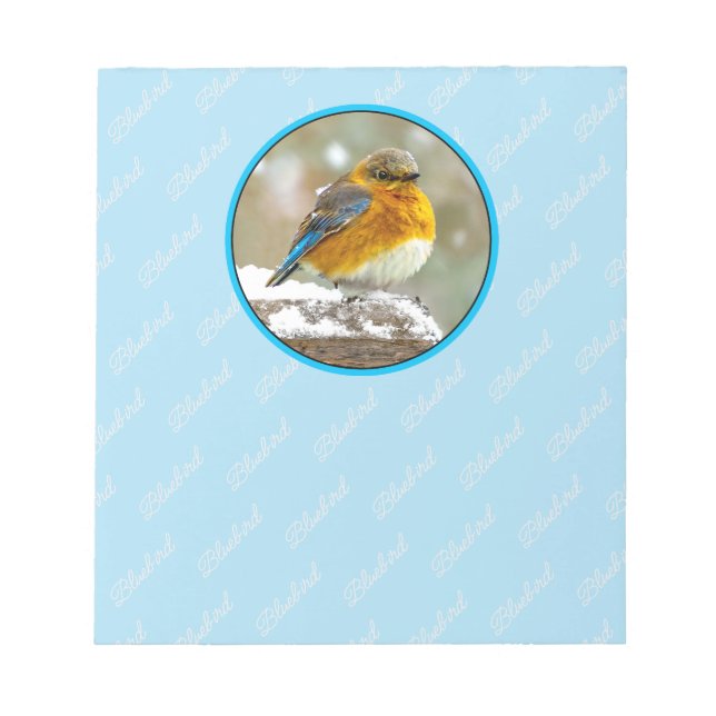 Eastern Bluebird in Snow - Original Photograph Notepad (Front)