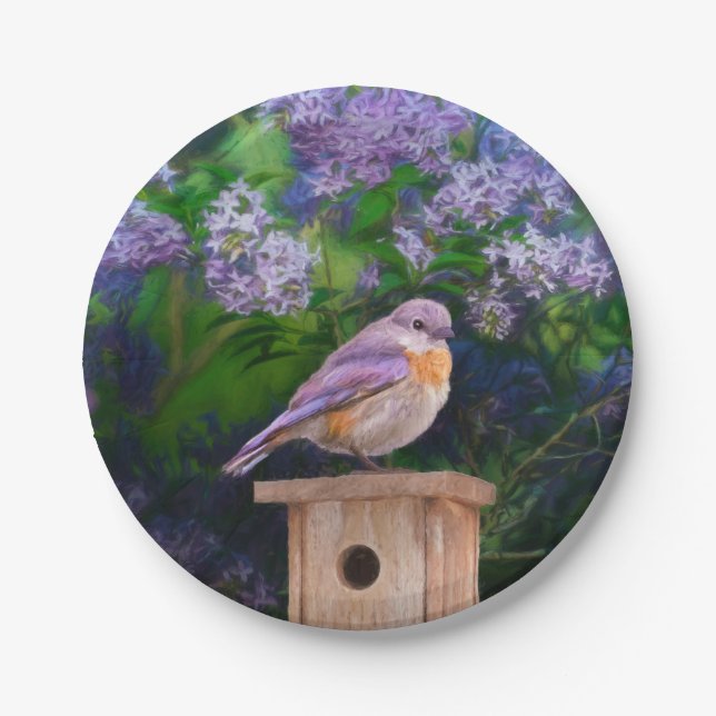 Eastern Bluebird in Snow - Original Photograph Paper Plates (Front)