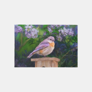 Eastern Bluebird in Snow - Original Photograph Rug