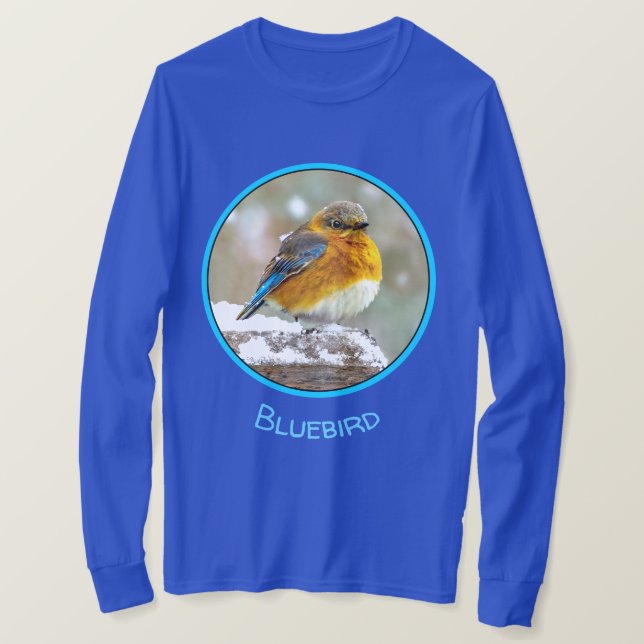 Eastern Bluebird in Snow - Original Photograph T-Shirt (Design Front)