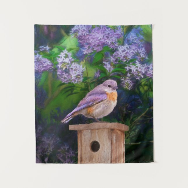 Eastern Bluebird in Snow - Original Photograph Tapestry (Front)