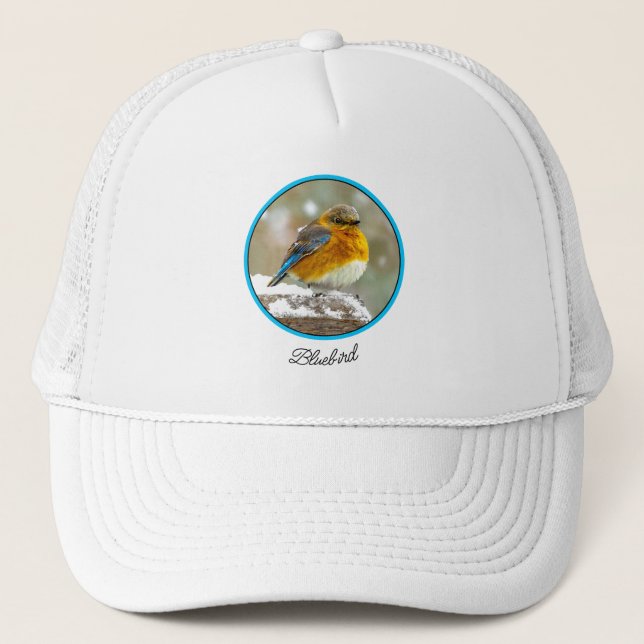 Eastern Bluebird in Snow - Original Photograph Trucker Hat (Front)