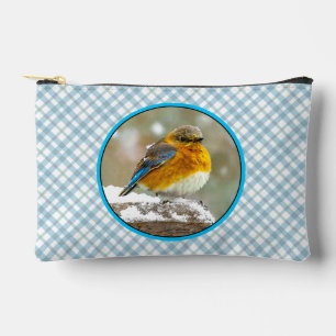 Eastern Bluebird in Snowstorm Original Photograph Accessory Pouch