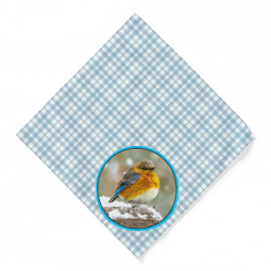 Eastern Bluebird in Snowstorm Original Photograph Bandana