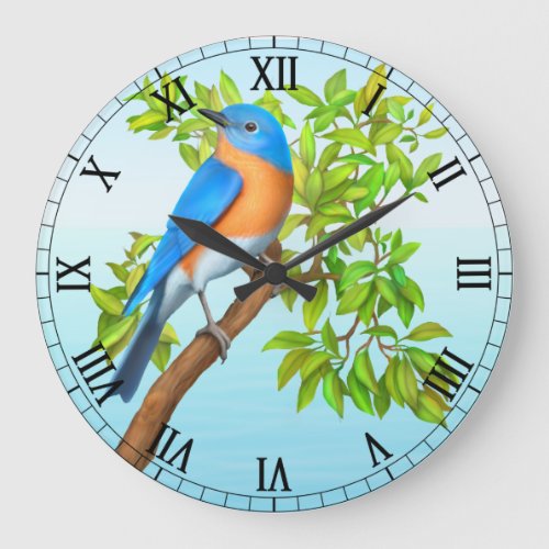Eastern Bluebird in Tree Wall Clock