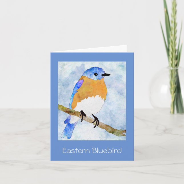 Eastern Bluebird – male - watercolor Notecard (Front)