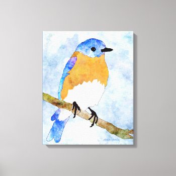 Eastern Bluebird – Male -  Watercolor Style Canvas by dbvisualarts at Zazzle