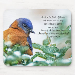 Eastern Bluebird Mousepad Matthew 6:26
