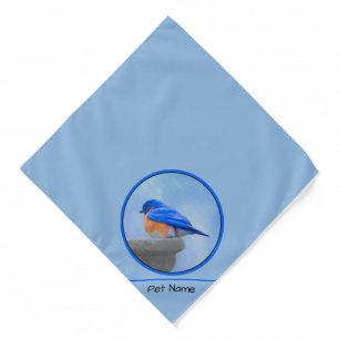 Eastern Bluebird on Birdbath Original Bird Art Bandana