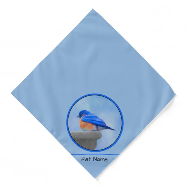 Eastern Bluebird on Birdbath Original Bird Art Bandana (Front)